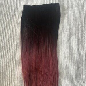 Dark Brown Halo Extension & Red/Black Hombre Clip-In Extension